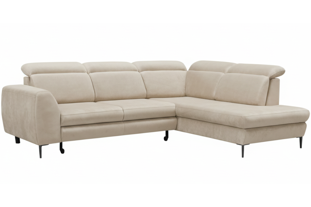 Narożnik PRESTON - regulowane zagłówki + pojemnik na pościel