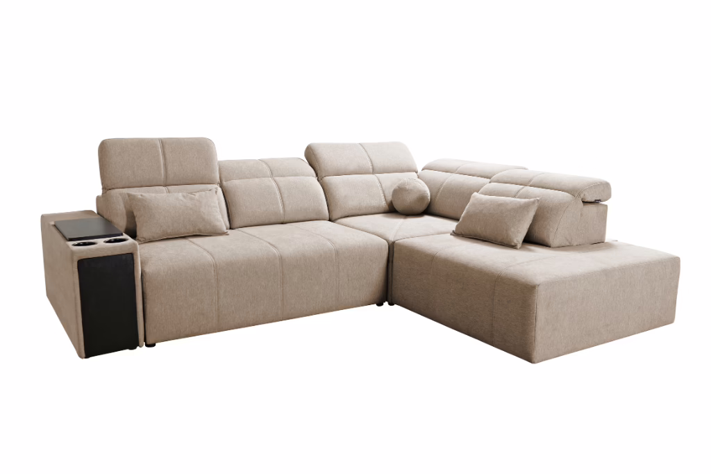 Narożnik INEZ IX – regulowane zagłówki + 2x barek + GRATIS PODUSZKI – 288×300 cm