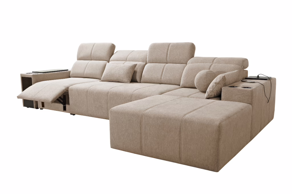 Narożnik INEZ XII MIX – regulowane zagłówki + 2x barek + GRATIS PODUSZKI – 348×202 cm