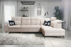 Narożnik KIARA XI - regulowane zagłówki + port USB + GRATIS PODUSZKI - 333x212 cm