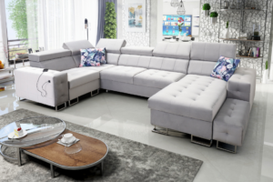 Narożnik LUXE IV - regulowane zagłówki + port USB + GRATIS PODUSZKI - 362x210/183 cm