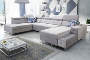 Narożnik LUXE VI - regulowane zagłówki + port USB + GRATIS PODUSZKI - 362x223/183 cm