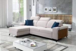 Narożnik TARO I - lamele + regulowane zagłówki + GRATIS PODUSZKI - 286x182 cm