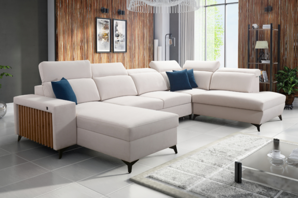 Narożnik TARO VI - lamele + regulowane zagłówki + GRATIS PODUSZKI - 363x183/224 cm