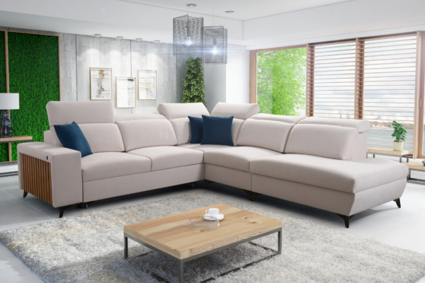 Narożnik TARO IX - lamele + regulowane zagłówki + GRATIS PODUSZKI - 283x300 cm