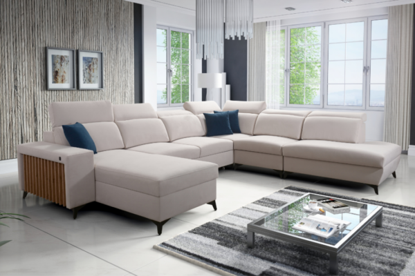 Narożnik TARO X - lamele + regulowane zagłówki + GRATIS PODUSZKI - 361x183/300 cm