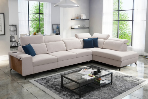 Narożnik TARO XI - lamele + regulowane zagłówki + GRATIS PODUSZKI - 359x224 cm