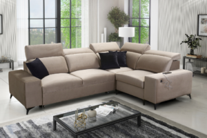 Narożnik TARO II MIX - regulowane zagłówki + port USB + GRATIS PODUSZKI - 283x203 cm