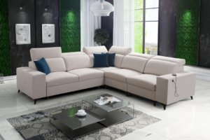 Narożnik TARO III MIX - regulowane zagłówki + port USB + GRATIS PODUSZKI - 283x283 cm