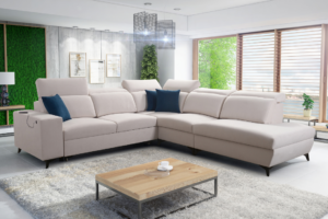 Narożnik TARO IX MIX - regulowane zagłówki + port USB + GRATIS PODUSZKI - 283x300 cm