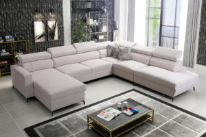 Narożnik COMO IX regulowane zagłówki + pojemnik na pościel + GRATIS PODUSZKI - 351x302/183 cm