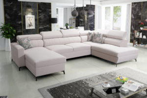 Narożnik COMO VI - regulowane zagłówki + pojemnik na pościel + GRATIS PODUSZKI - 351x224/224 cm