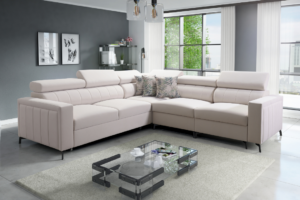 Narożnik COMO IV - regulowane zagłówki + pojemnik na pościel + GRATIS PODUSZKI - 275x275 cm