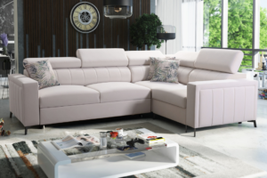 Narożnik COMO II - regulowane zagłówki + pojemnik na pościel + GRATIS PODUSZKI - 275x198 cm