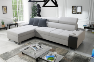 Narożnik BIETA I MAXI - regulowane zagłówki + barek + GRATIS PODUSZKI - 290x183 cm