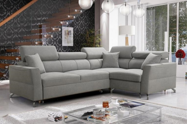 Narożnik RITA II - regulowane zagłówki + pojemnik na pościel + GRATIS PODUSZKI - 271x193 cm