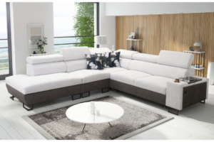 Narożnik LEMBO IX - regulowane zagłówki + port USB + GRATIS PODUSZKI - 285x295 cm