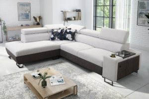 Narożnik LEMBO VII - regulowane zagłówki + port USB + GRATIS PODUSZKI - 285x220 cm