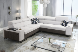 Narożnik LEMBO III - regulowane zagłówki + port USB + GRATIS PODUSZKI - 282x282 cm