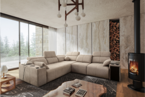 Narożnik INEZ III - regulowane zagłówki + 2x barek + GRATIS PODUSZKI - 288x291 cm