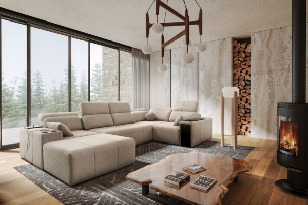 Narożnik INEZ IV - regulowane zagłówki i oparcia + GRATIS PODUSZKI - 359x219/202 cm