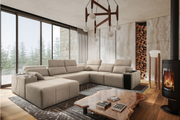 Narożnik INEZ VIII - regulowane zagłówki i oparcia + GRATIS PODUSZKI - 359x202/291 cm