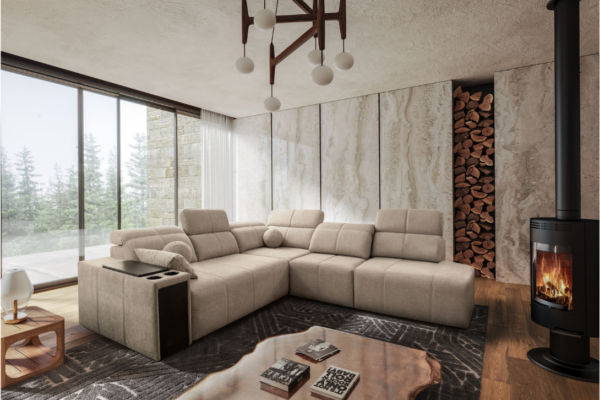 Narożnik INEZ IX - regulowane zagłówki + 2x barek + GRATIS PODUSZKI - 288x300 cm