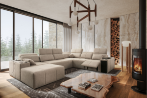 Narożnik INEZ VIII MIX - regulowane zagłówki i oparcia + GRATIS PODUSZKI - 359x202/291 cm