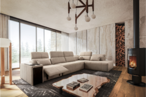 Narożnik INEZ XI MIX - regulowane zagłówki + 2x barek + GRATIS PODUSZKI - 350x240 cm