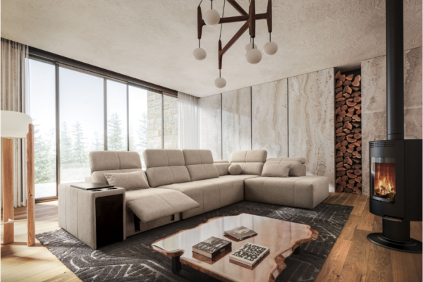 Narożnik INEZ XI MIX - regulowane zagłówki + 2x barek + GRATIS PODUSZKI - 350x240 cm