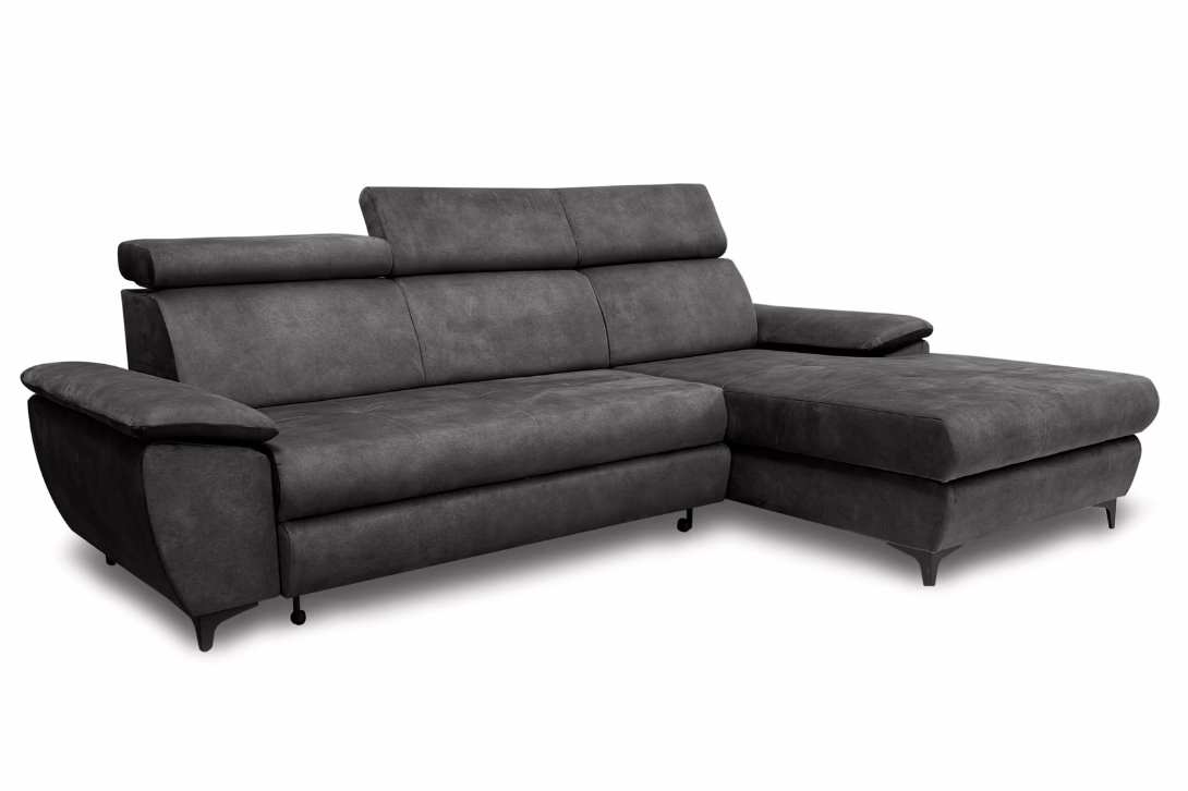 Narożnik LUKAS – regulowane zagłówki + pojemnik na pościel