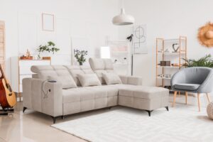 Narożnik ARLO - regulowane zagłówki + port USB + GRATIS PODUSZKI