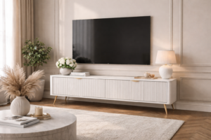 Szafka RTV 200 cm ryflowane fronty 2 drzwi LANTE