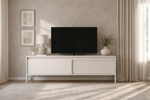 Szafka RTV 187 cm 2 drzwi ryflowane bezuchwytowe SENSO