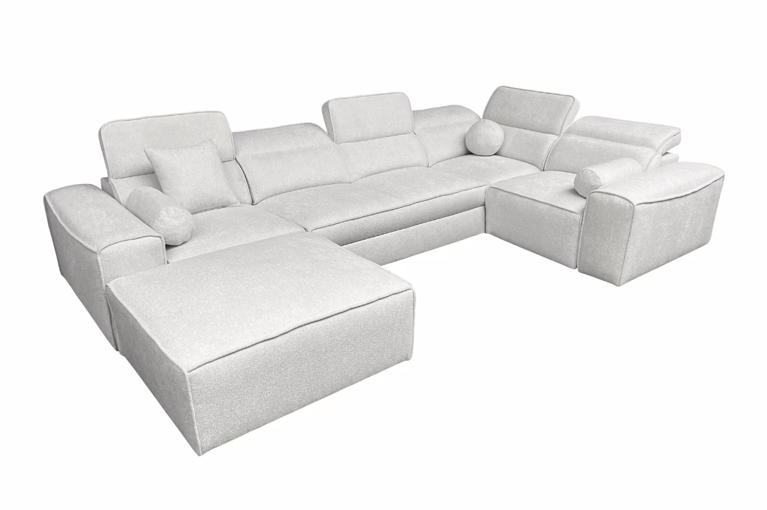 Narożnik TAVIO IV – regulowane zagłówki + pojemnik na pościel + GRATIS PODUSZKI – 343×205/187 cm