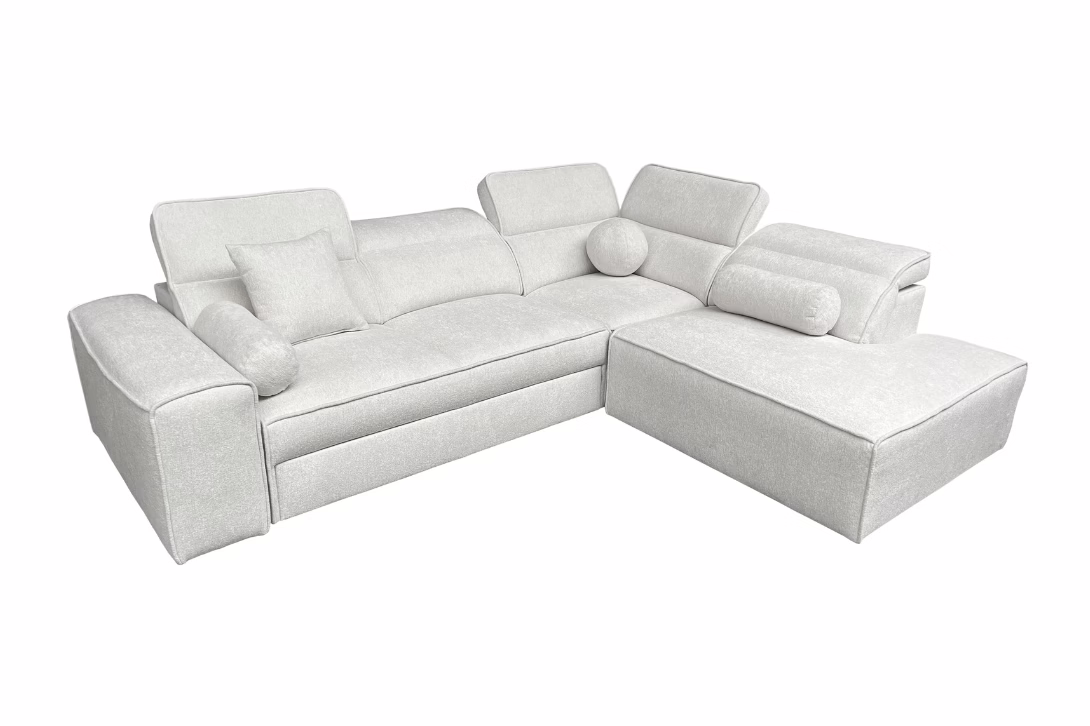 Narożnik TAVIO VII – regulowane zagłówki + pojemnik na pościel + GRATIS PODUSZKI – 276×214 cm