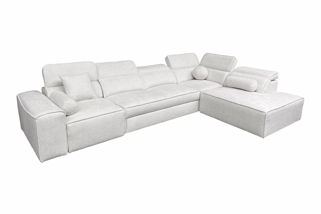 Narożnik TAVIO XI – regulowane zagłówki + pojemnik na pościel + GRATIS PODUSZKI – 347×216 cm