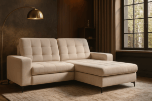 Narożnik CORTI - regulowane zagłówki + pojemnik na pościel