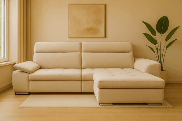 Narożnik DARIO - regulowane zagłówki + pojemnik na pościel