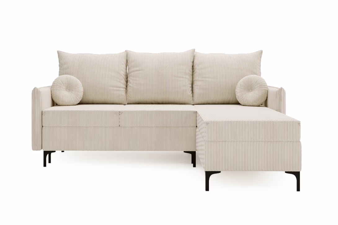 Narożnik LEON L – funkcja spania + pojemnik na pościel – sztruks