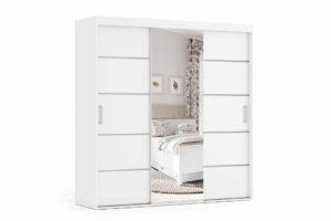 Szafa trzydrzwiowa LORIN Biała - Szerokość 230 cm | Wysokość 215 cm | Głębokość 50 cm - SZYBKA WYSYŁKA