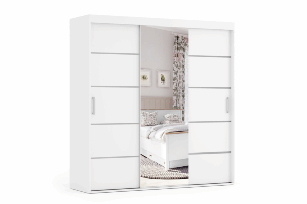 Szafa trzydrzwiowa LORIN Biała - Szerokość 230 cm | Wysokość 215 cm | Głębokość 50 cm - SZYBKA WYSYŁKA