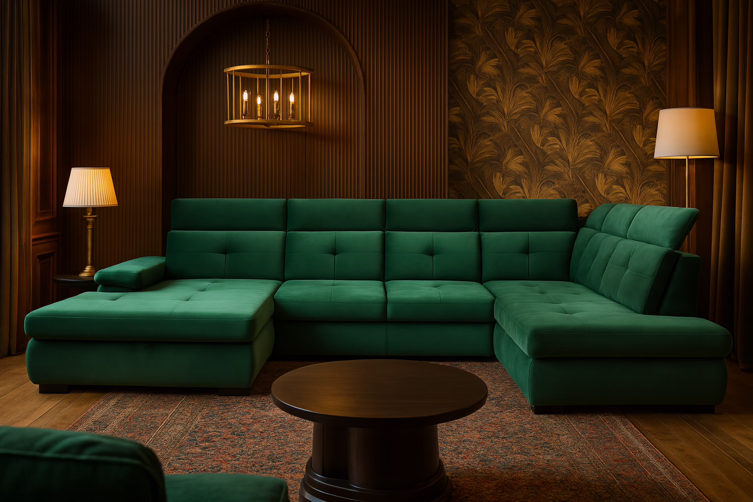 Narożnik BARTONE I – regulowane zagłówki + pojemnik na pościel