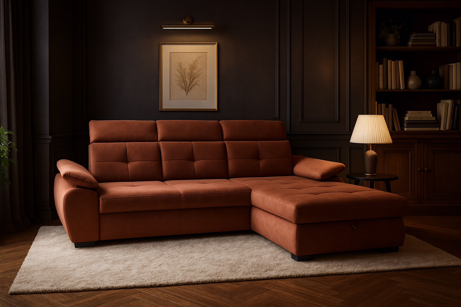 Narożnik BARTONE II – regulowane zagłówki + funkcja spania