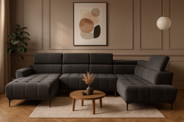 Narożnik CANDY na wysokich nogach + regulowane zagłówki