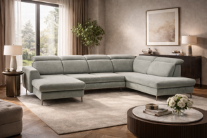 Narożnik DAKOTA z regulowanymi zagłówkami + x2 pojemniki na pościel