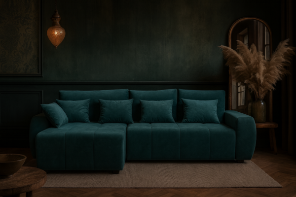 Narożnik DORA - funkcja spania + pojemnik na pościel