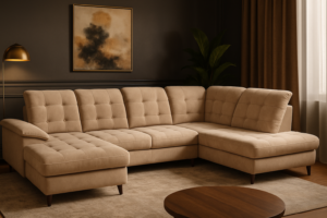 Narożnik ENZO z regulowanymi zagłówkami + funkcją spania