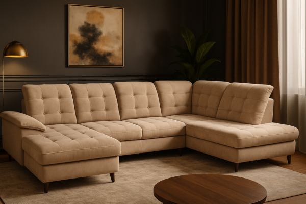 Narożnik ENZO z regulowanymi zagłówkami + funkcją spania