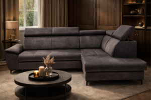 Narożnik HECTOR - regulowane zagłówki + pojemnik na pościel